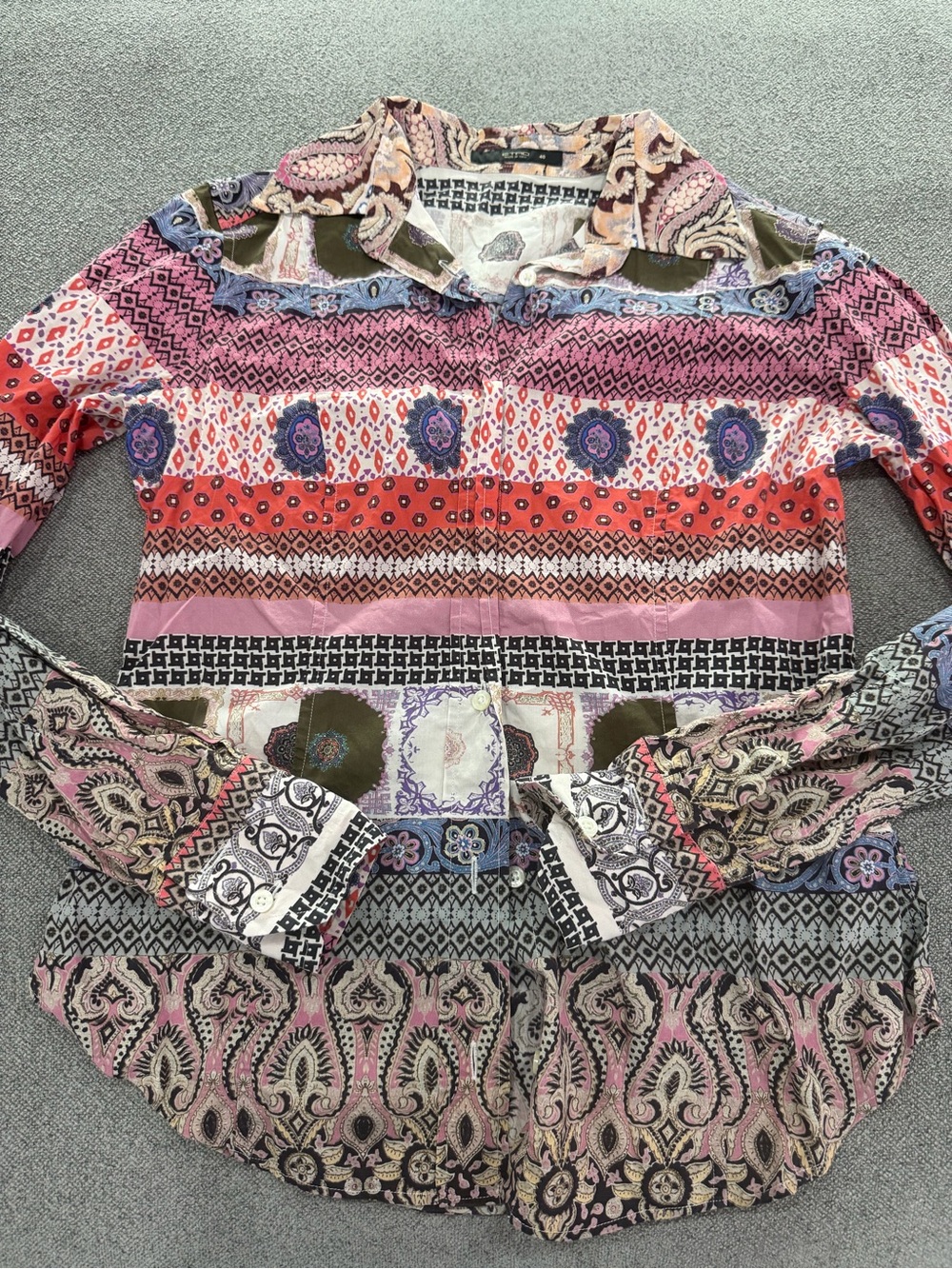 Etro Multicolor Paisley & Geometric Print Button-Up Shirt